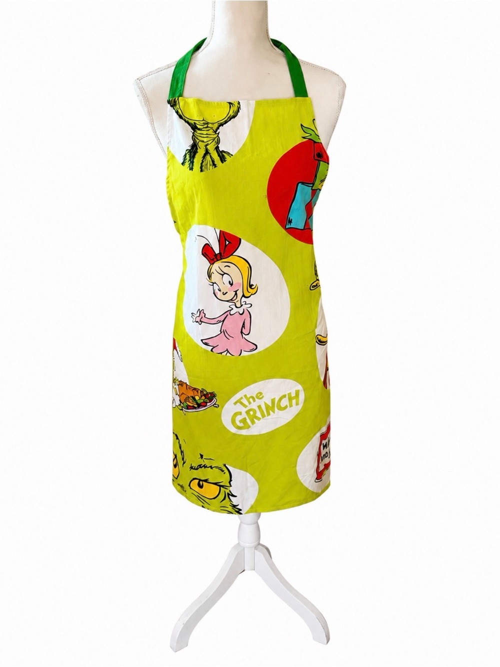 Dr. Seuss The Grinch adult Apron in Lime Green and Red